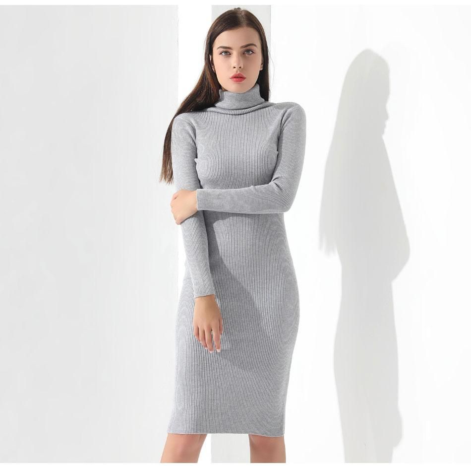 long turtleneck sweater dress