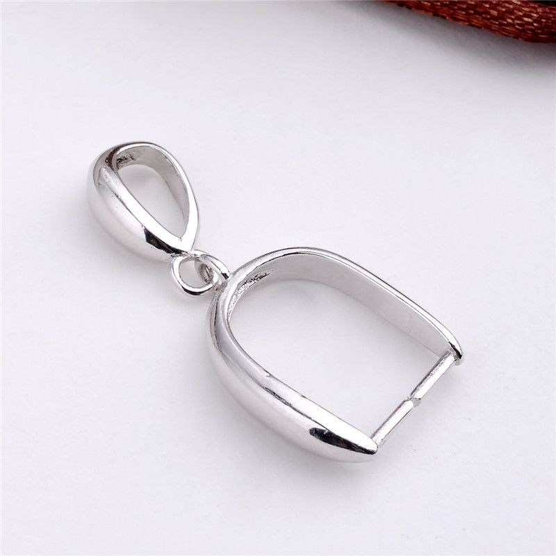 20 Pcs 925 Sterling Silver Pinch Clip Bail Clasp Charm Pendant Connector DIY