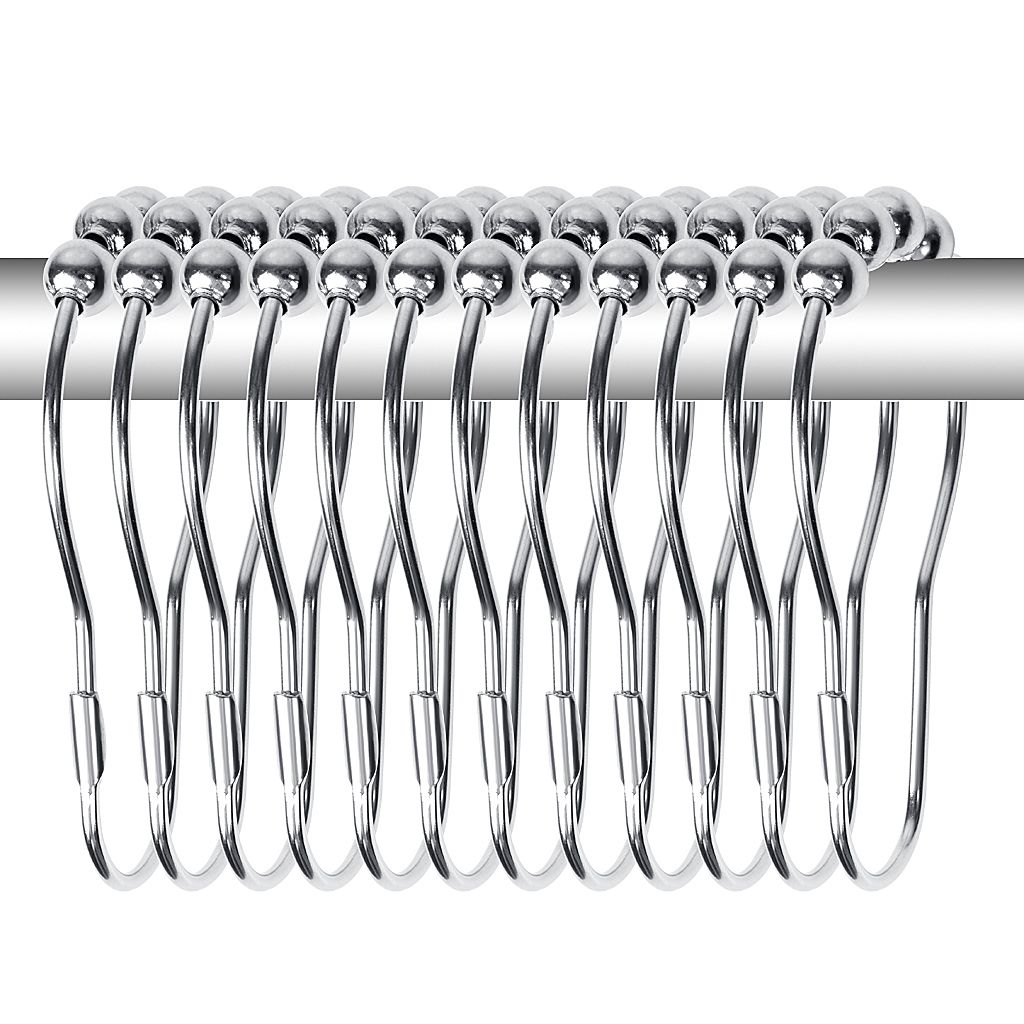 Ganchos para cortinas de ducha de 12 piezas, inoxidable tipo calabaza de cinco cuentas, gancho