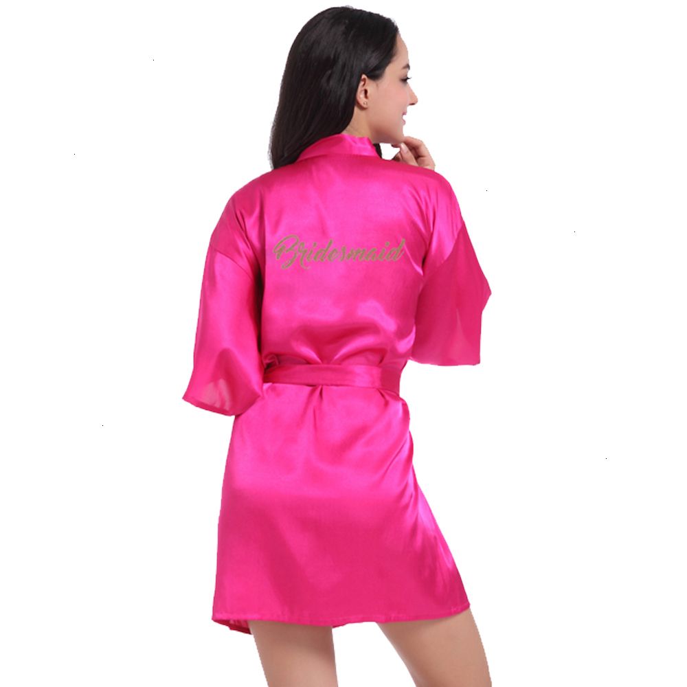 Bridal Party Bathrobe Women Short Silk 