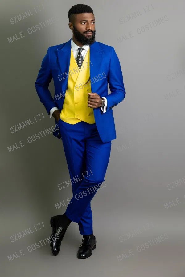 Mens Royal Blue Slim Fit Fashion Suit 