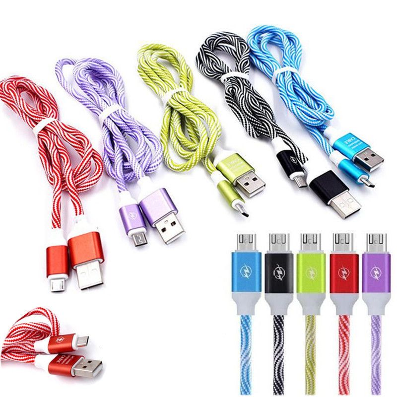 1m 3ft Micro USB Cable Nylon Braided Copper Charger Sync Data Cable ...