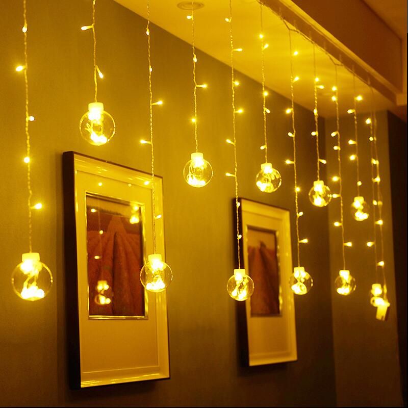 compre 220v enchufe de la ue led cadena luces navidad que desea tapon de cola bolas cortina luz de navidad fiesta de navidad jardin decoracion del