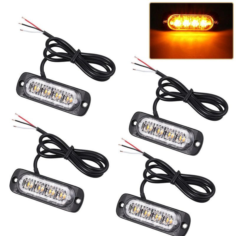 24 volt AMBER RECOVERY STROBE LED LIGHTS ORANGE GRILL BREAKDOWN FLASHING BEACON