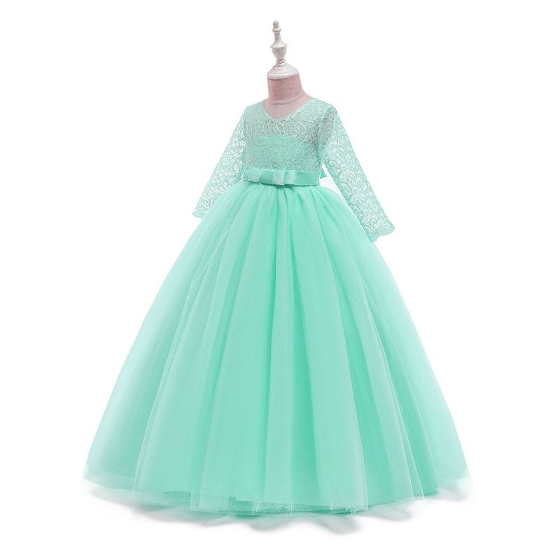 Dezsed Kids Dresses For Girls Fashion New Net Yarn Embroidery Flowers Mesh  Bowknot Birthday Party Gown Long Dresses 5-14Years Kids Teenage Girls Dress  Clearance 