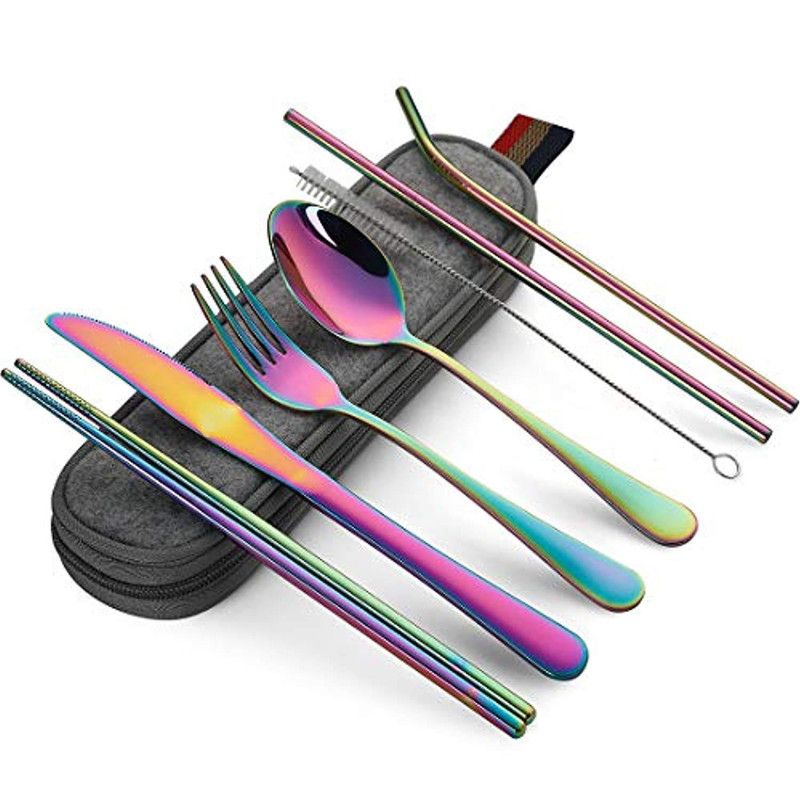 2020 Tableware Reusable Travel Cutlery Set Camp Utensils Set With Stainless Steel Spoon Fork