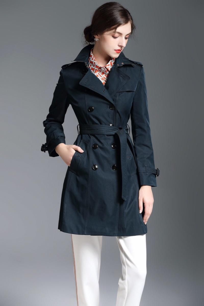 blue trench coat female