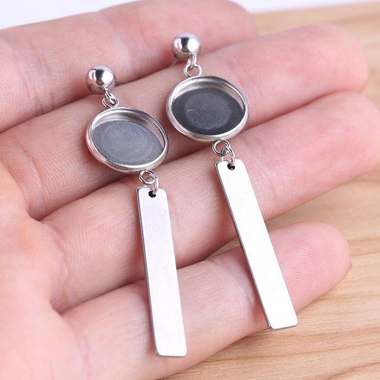 20 Earring Cabochon Setting Stainless Steel Ear Studs Blank Component 8-16mm