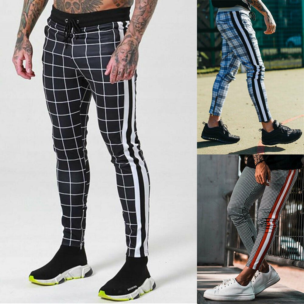 chequered pants men