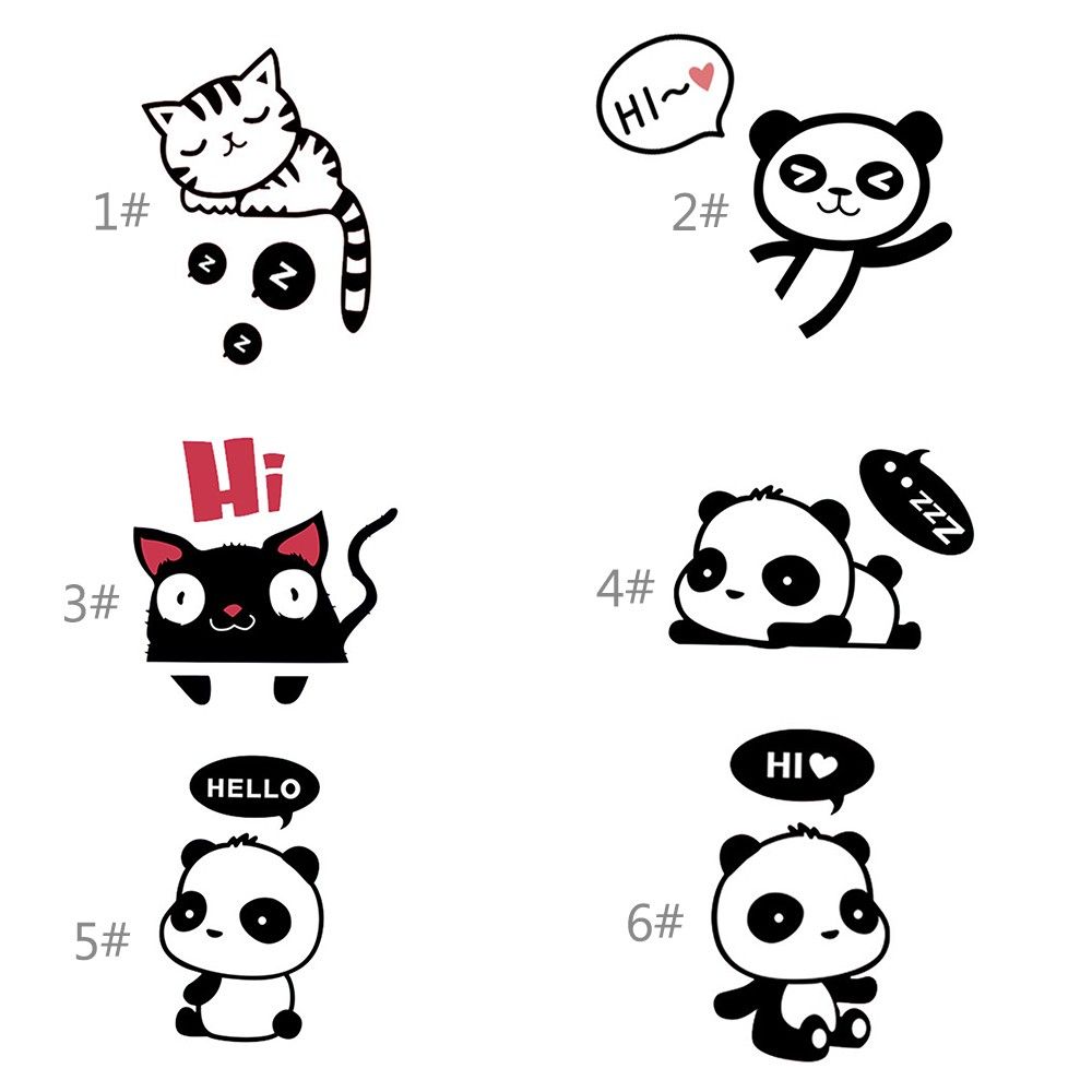 Removable Light Switch Decal Cat Panda Cute Animals Sticker Bedroom Living Room Home Decor Cartoon Figure Pvc Water Resistant Sticker Kids Light