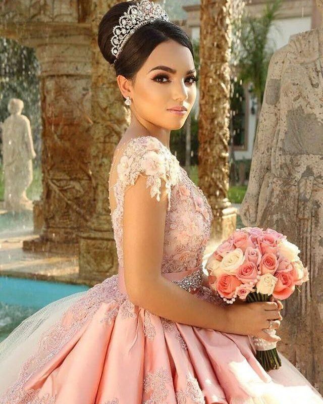 Tamano relativo O Maquinilla de afeitar princesa melocotón coral quinceañera vestidos de lujo bola bola invertido  cuentas vestidos de fiesta hinchado tul