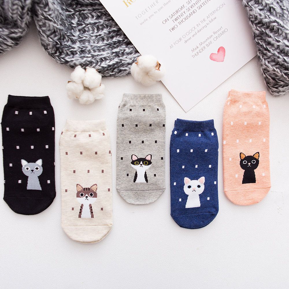 2020 Women Cotton Dot Cat Print Cute Socks Skarpetki Damskie Chaussette Femme Happy Socks Women Chaussettes Femme W020 From Merrylady 22 32 Dhgate Com