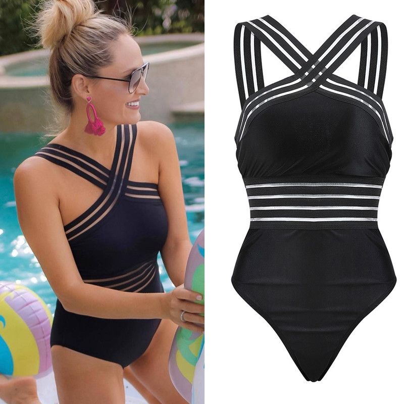 high neck and back swimsuit