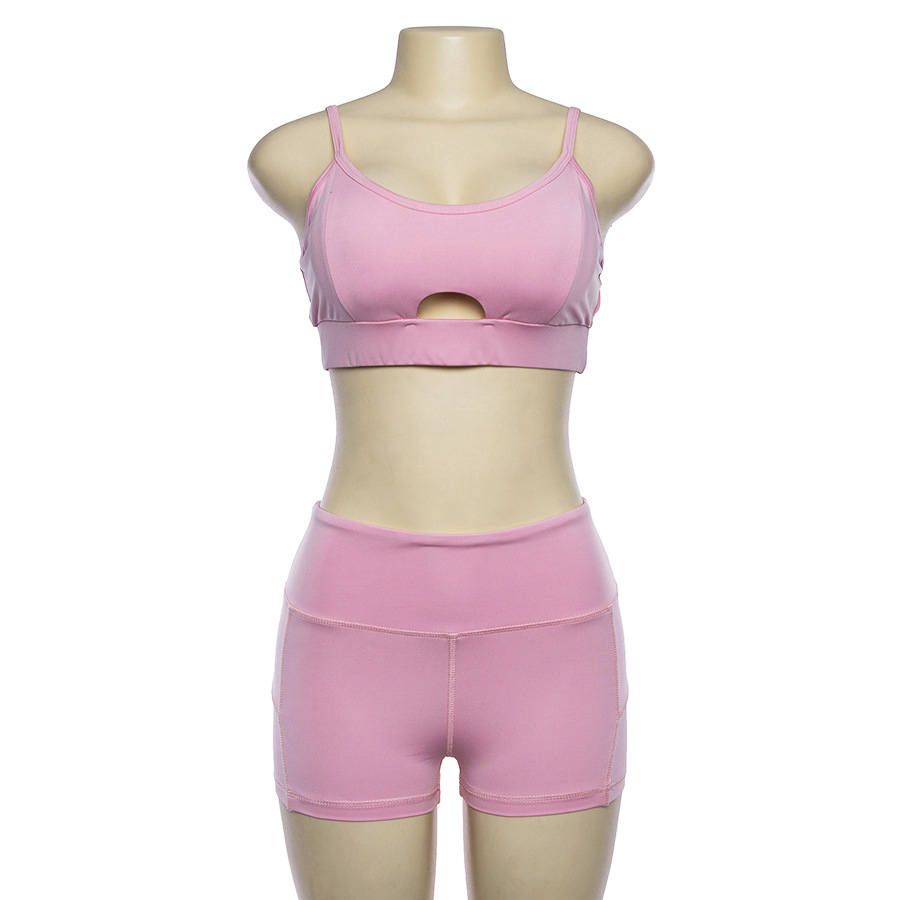 yoga shorts and sports bra