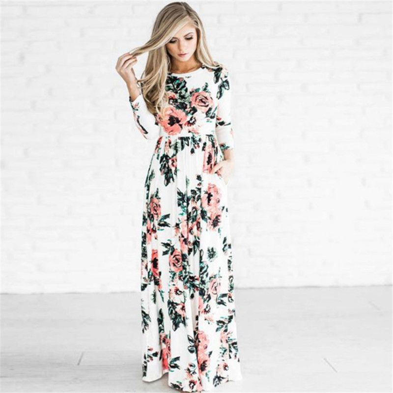 Women Floral Maxi Dress Prom Evening Party Summer Long Sundress Plus Size  S-3XL