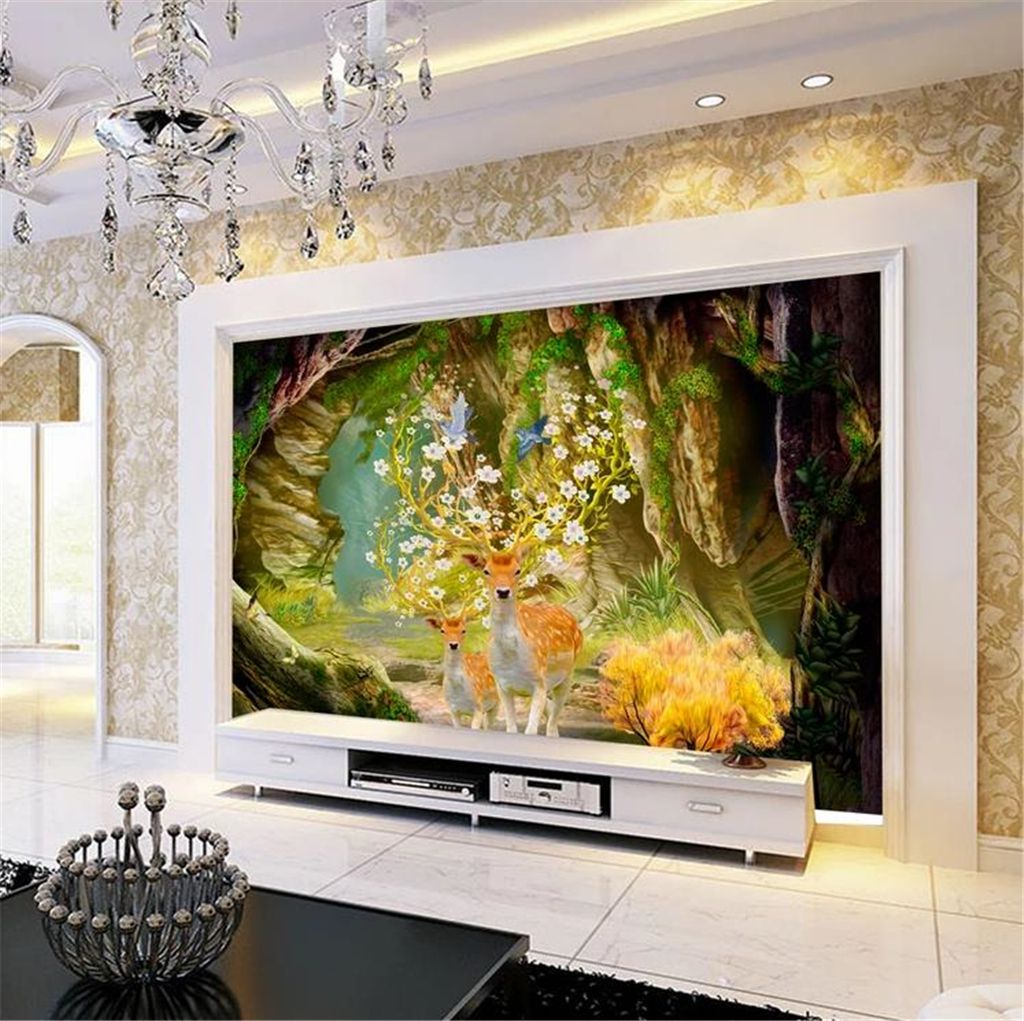 Custom Any Size 3d Wallpaper Scenery Wallpaper Cave Park Green Shade Road  3d Landscape Background Wall Painting Wall paper HD Digital Print