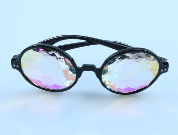 Gafas de cosplay de AFUT gafas de disfraz tamaño Style 1 color Amarillo gafas arco iris con cristal de difracción de prisma caleidoscopios gafas google 