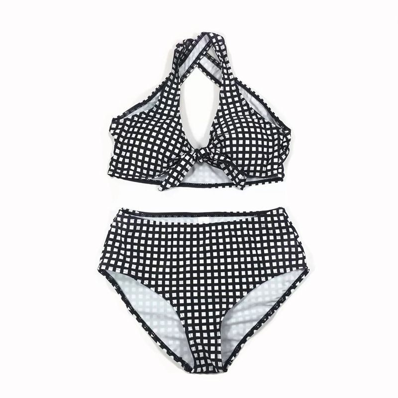 black and white plaid bathing suit