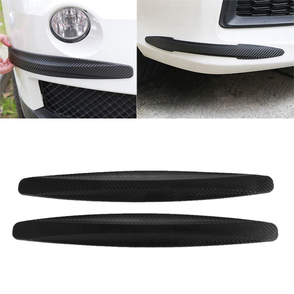 2X Rubber Carbon Fiber Car Bumper Protector Corner Guard Front Rear Anti-Scratch