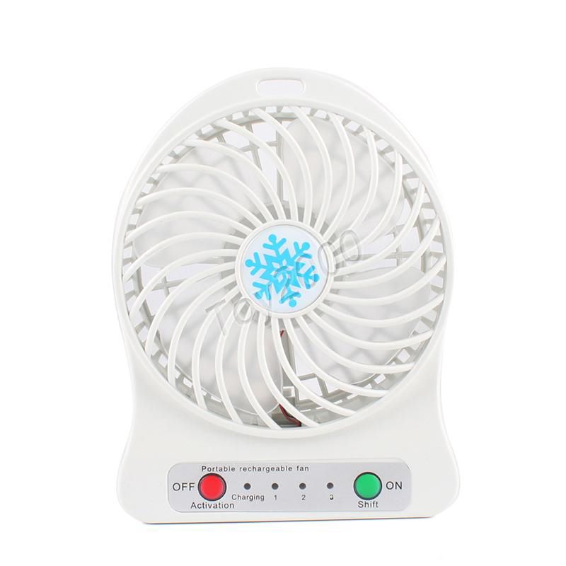 USB Cable Without Battery Portable Mini Fanmini Electric Fan Outdoor Student Desktop USB with Base Led Light@White_Fan 