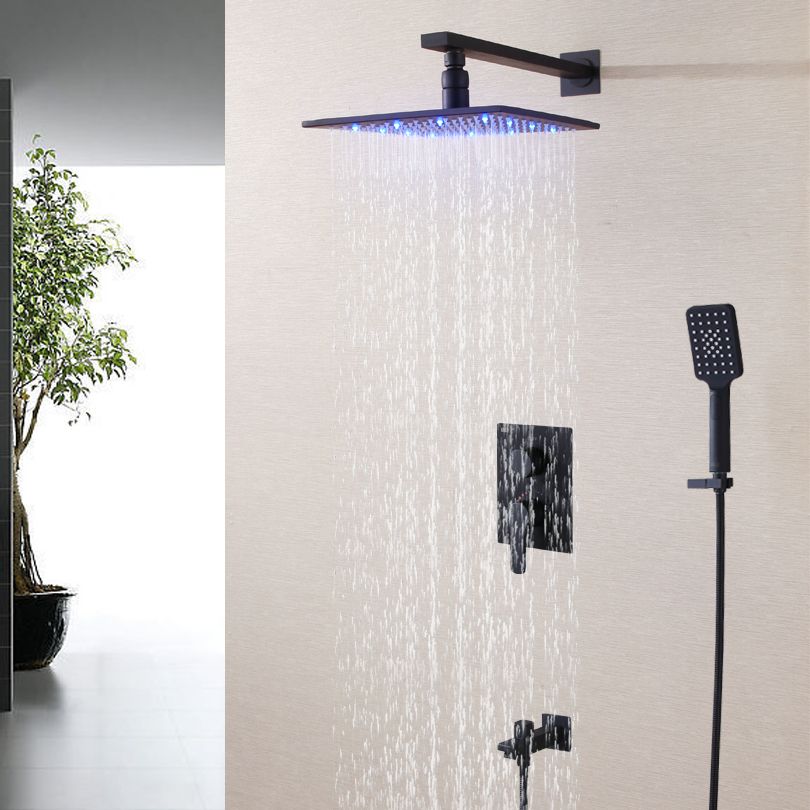 DULABRAHE Bathroom Shower Faucet Set 250X250 LED Temperature Sensitive Rainfall Shower Head Bath Mixer Tap