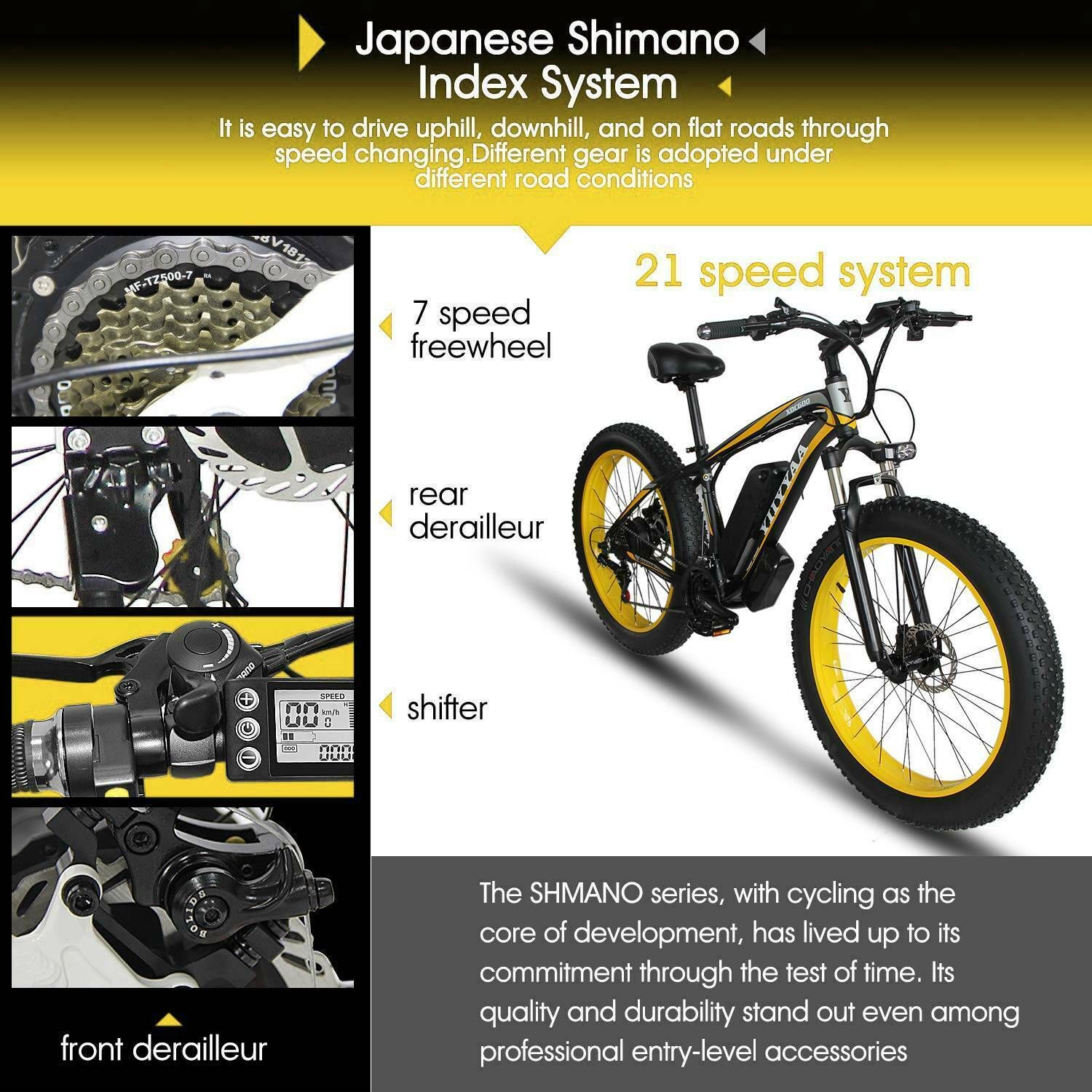 electric fat bike 36v 350w lithium yellow