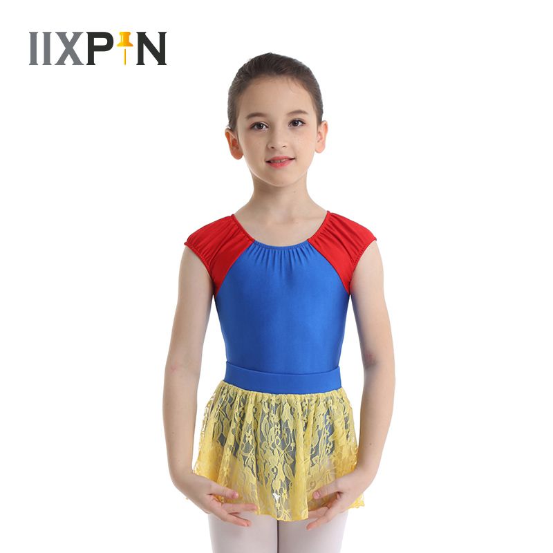 iixpin Kids Girls 2 Piece Ballet Dance Outfit Floral Lace Sports Workout Gymnastic Leotard Long Sleeves Tops with Bottoms Set