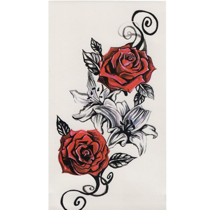 Acheter Aquarelle Fraîche Henné Rose Fleurs Temporaire Corps Tatouage Belle épaule Cuisse Retour Corps Décor Dentelle Hibou Femmes Corps Peinture De