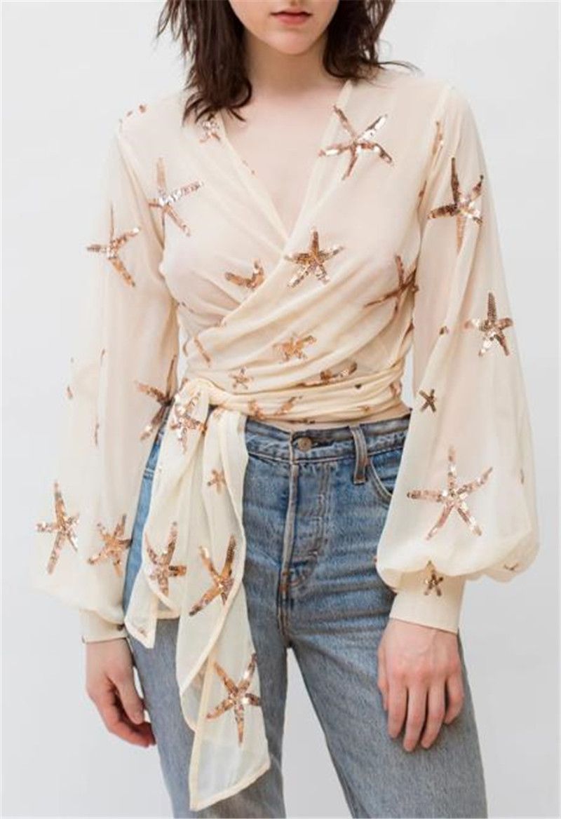 French Women Chiffon Blouse Fashion 