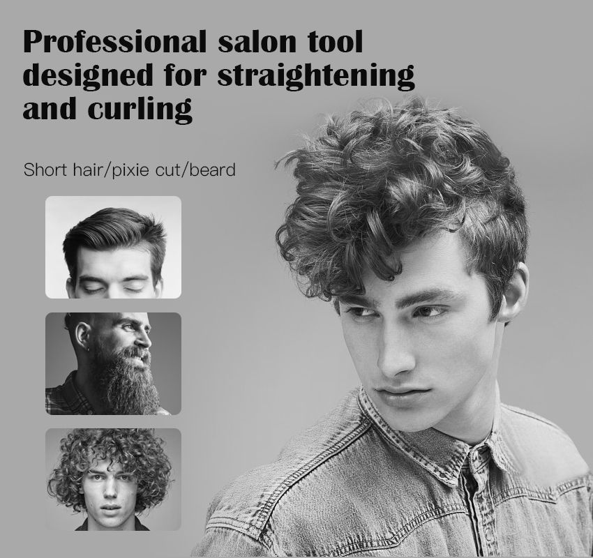 Men Beard Straightener Short Hair Straightener Flat Iron Curler
