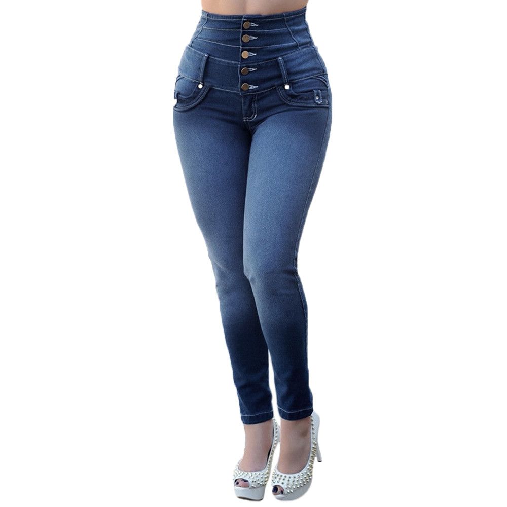 Pantalones vaqueros de mujer Feminino de talle Jeans ajustados de mezclilla Estiramiento de