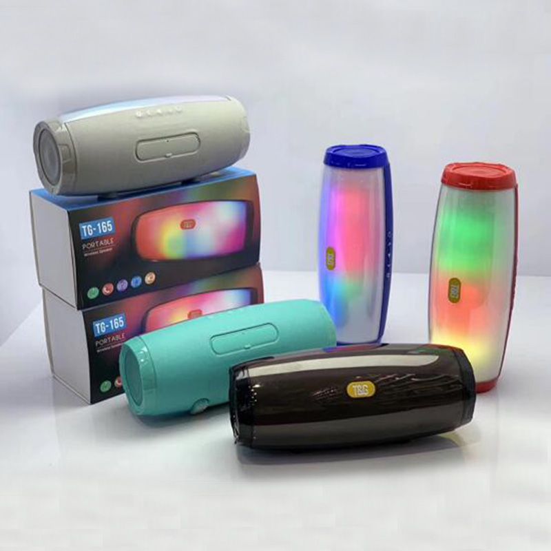 TG165 Portable Bluetooth Speaker Stereo Leather Column 5 Flash Style LED Subwoof