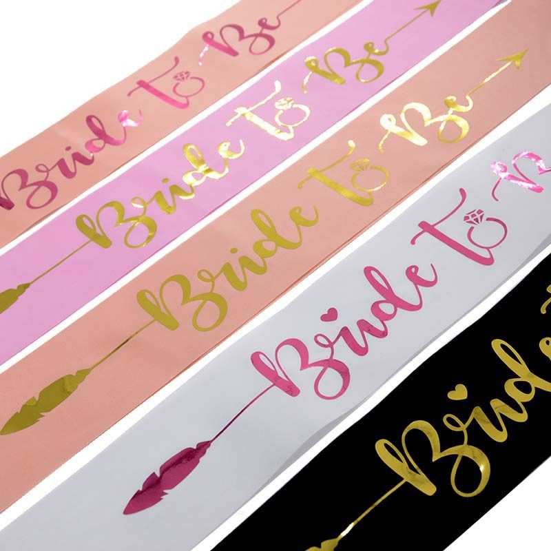 White Black Pink Bride To Be Satin Sash Vintage Wedding Engagement
