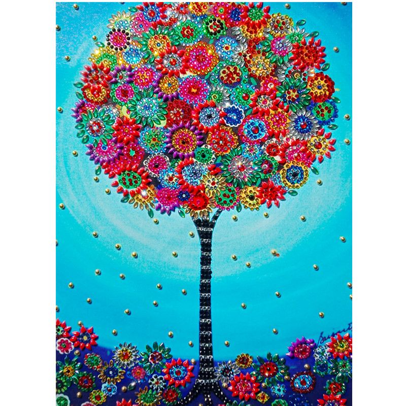 2020 DIY 5D Shaped Diamond Painting Cartoon Landscape Tree 3D Picture