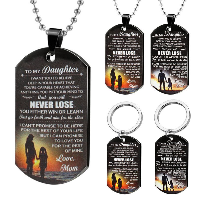 Joyería familiar a mi hija que creas que creas amor Papá Mamá Collar de acero