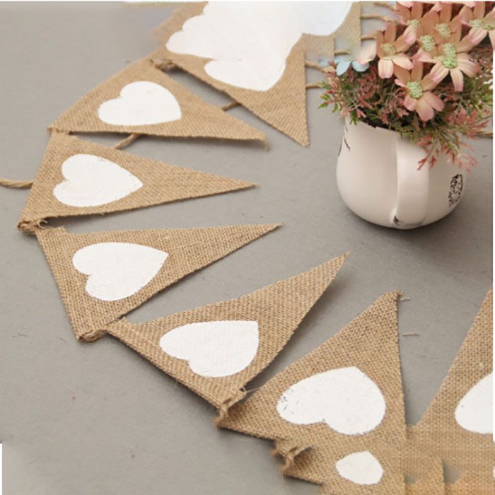 Triangle Flag Burlap Banner Christmas Decoration For Booth