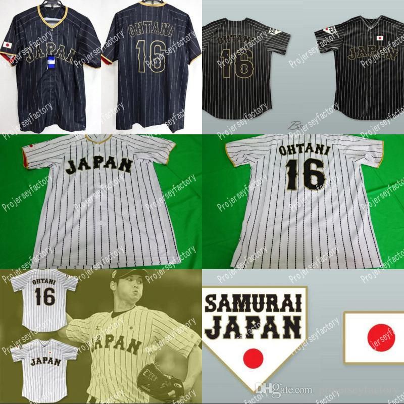 Shohei Ohtani 16 Japan Samurai Black Pinstriped Baseball Jersey — BORIZ