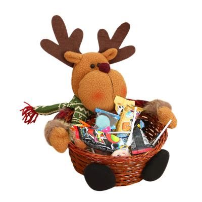 Cute Christmas Candy Storage Bamboo Xmas Gift Holder Basket Home
