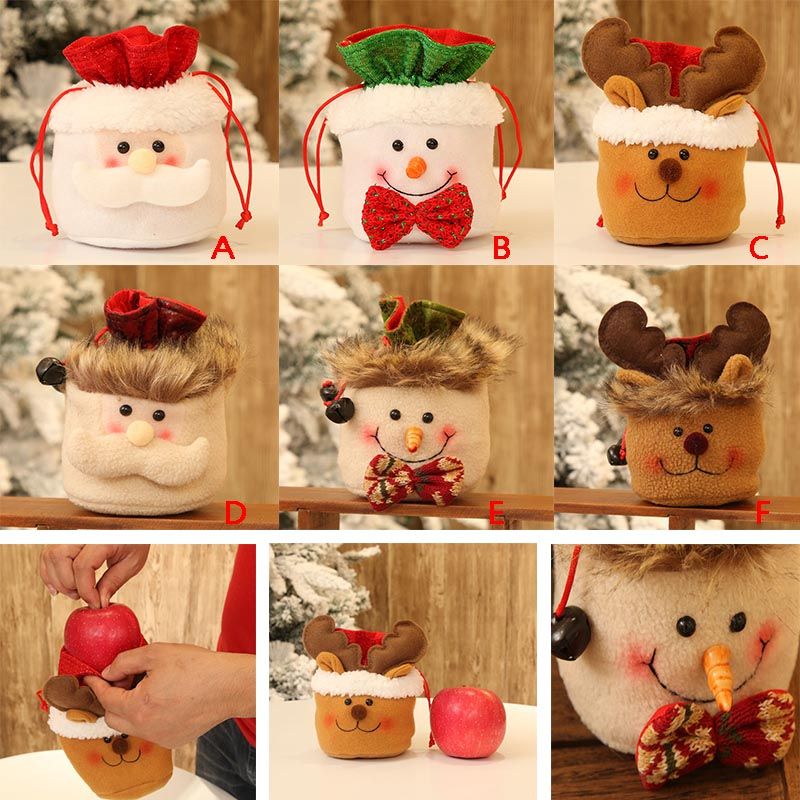Cute Christmas Gift Bags Candy Bag Santa Claus Snowman Elk Kid's Xmas Candy Bags 