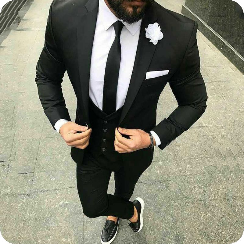 Compra Últimos Diseños De Pantalón Negro Trajes De Hombre Novios Boda  Esmoquin 3 Piezas Con Solapa Entallada Slim Fit Bridgroom Blazer Traje  Homme Terno Masculino Barato | Entrega Rápida Y Calidad | Es.Dhgate