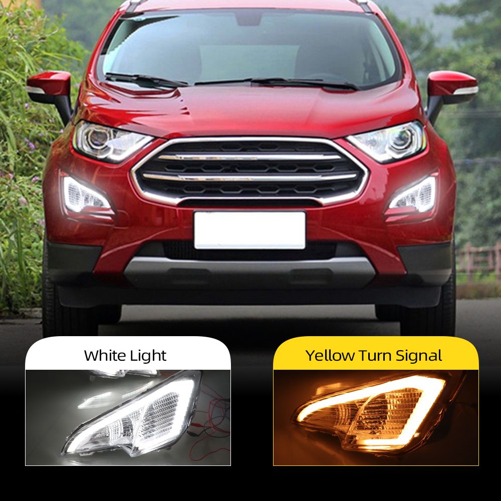LED Daytime Running Light For Ford EcoSport 2018 2019 Yellow Turn