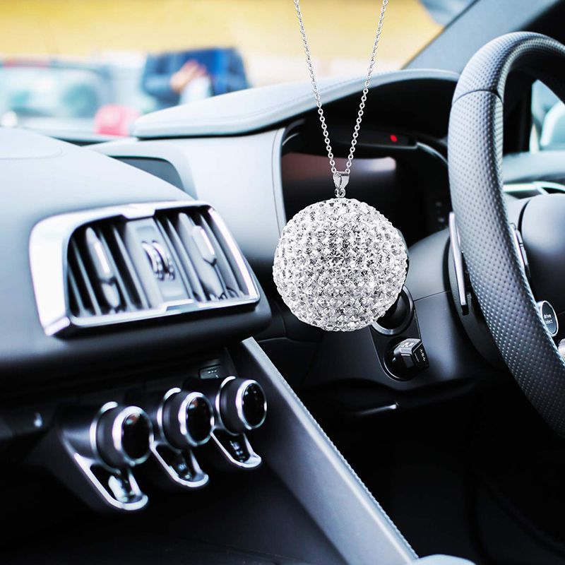 Car Rear View Mirror Pendant Transparent Crystal Ball Decoration