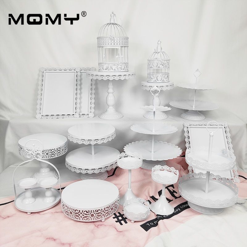 Cupcake Set Accessory Tray Metal Wholesale White Pink Vintage
