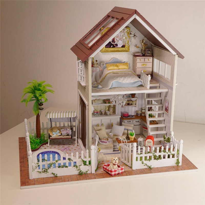 Wholesale Assembling Diy Doll House Wooden Doll Houses Miniature