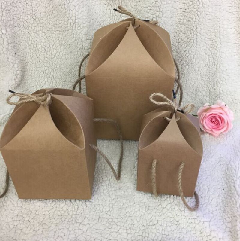 Brown Paper Boxes Kraft Paper Food Packaging Box Gift Box With Handle