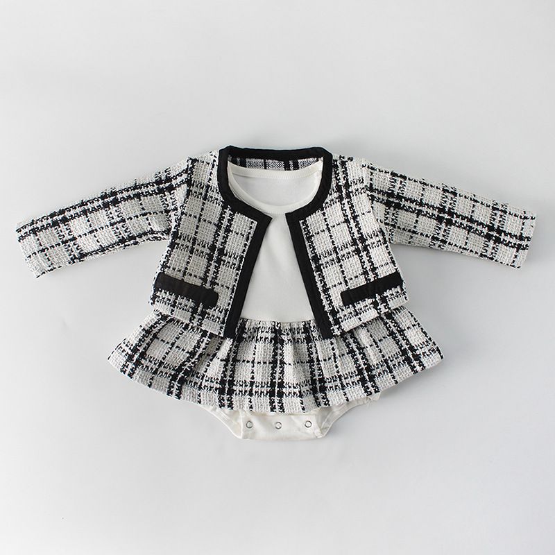 black and white plaid baby dress