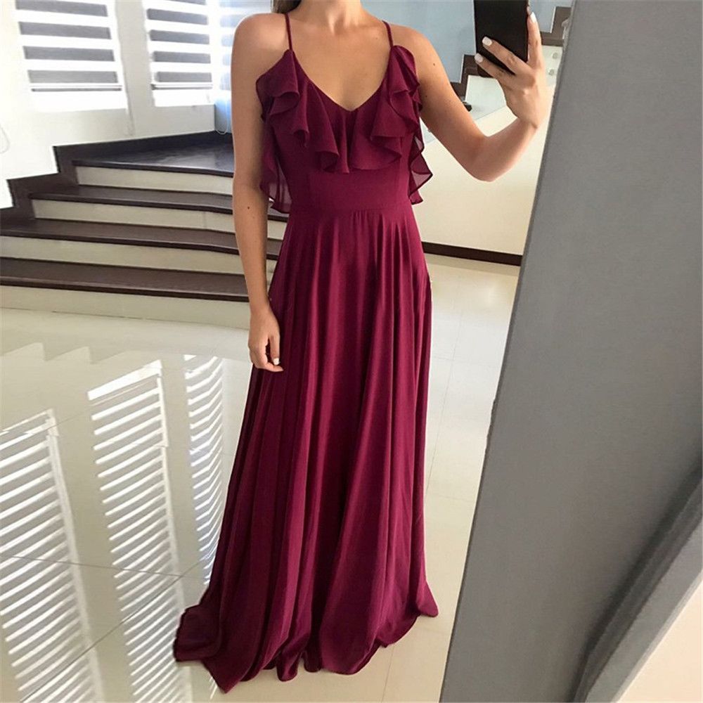 wine chiffon bridesmaid dresses