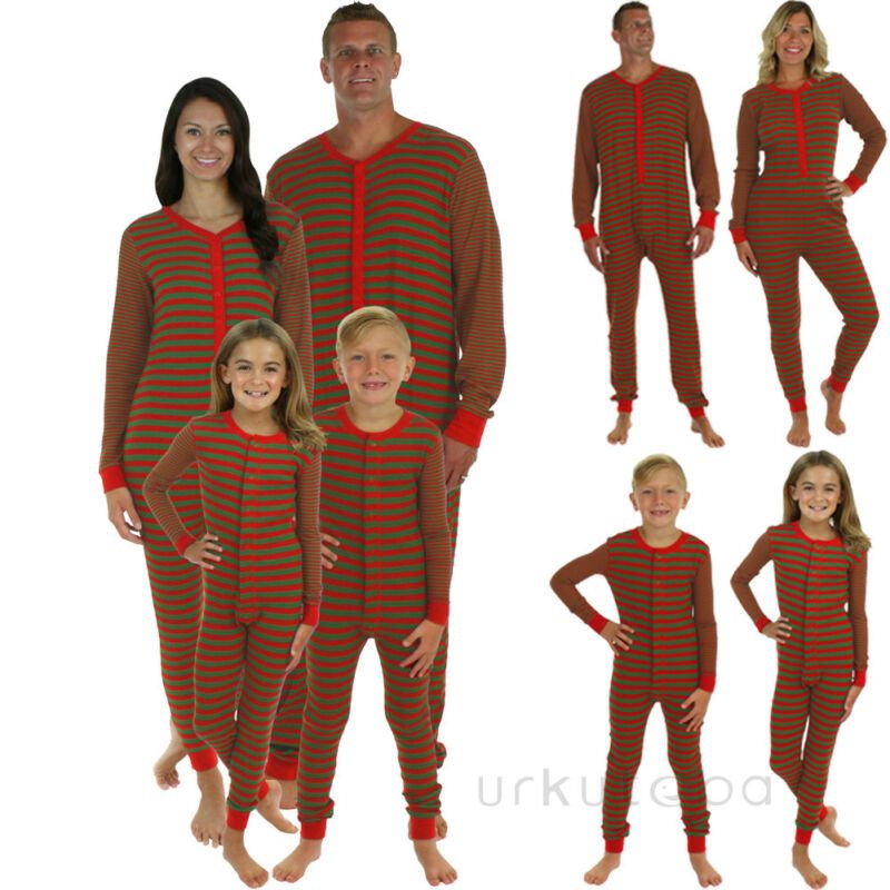 CANIS KidsI Love Family Long Sleeve Tops /& Striped Pants 2 Piece Pajama Set