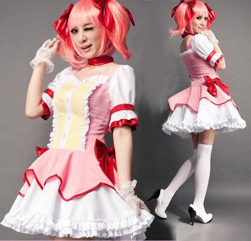 Puella Magi Madoka Magica Kaname Madoka Cosplay Costumes Full Set Wing Outfit 
