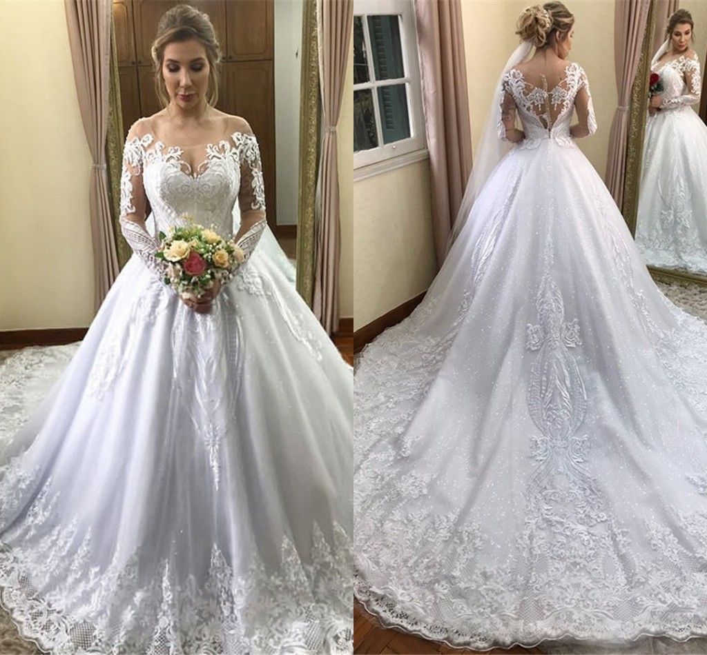 Discount Modest White Long Sleeve Wedding Dresses 2019 Newest Off